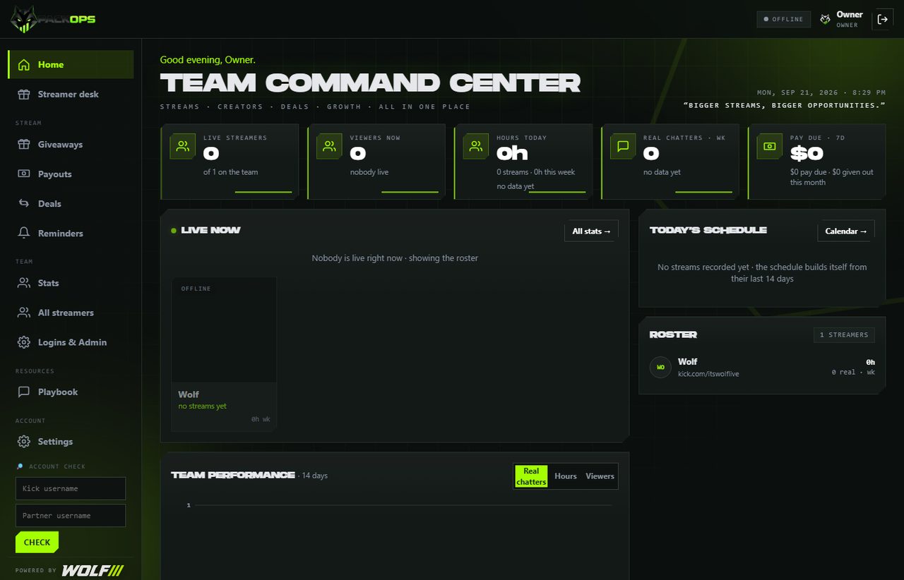 PackOps team command center
